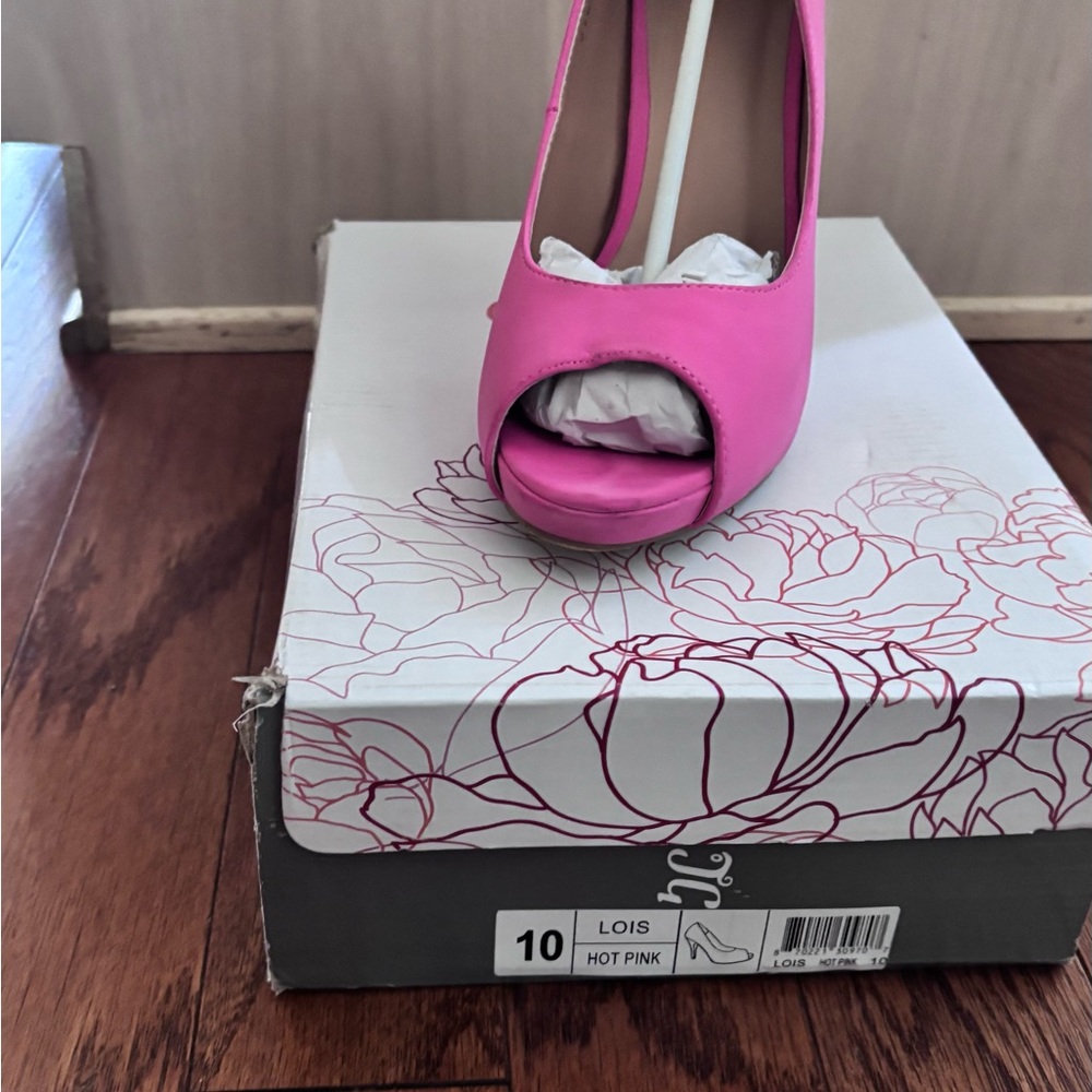 Vibrant Pink Peep-Toe High Heels